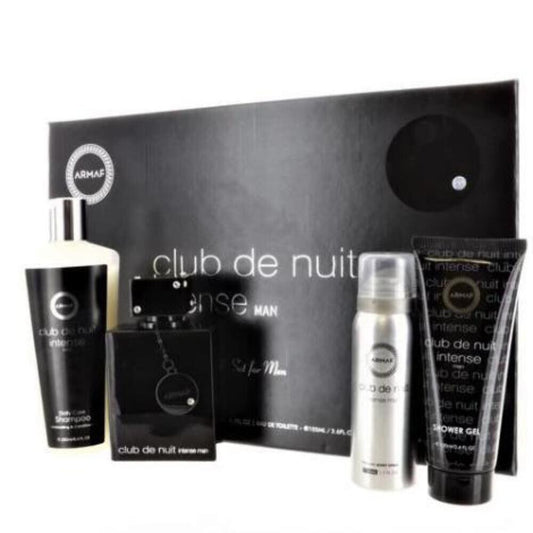 Armaf club de nuit intense 4 pcs set for men: 3.6 eau de toilette spray + 3.4 shower gel + 1.7 perfume body spray + 8.4 shampoo