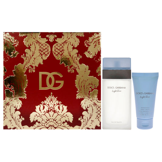 Dolce & gabbana light blue 2 pcs set for women: 1.7 eau de toilette spray + 1.7 body cream