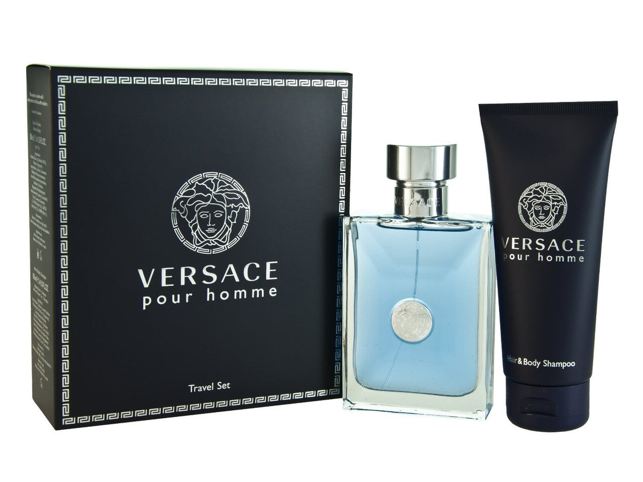 Versace pour homme 2 pcs set: 3.4 eau de toilette spray + 3.4 hair & body shampoo (travel set)